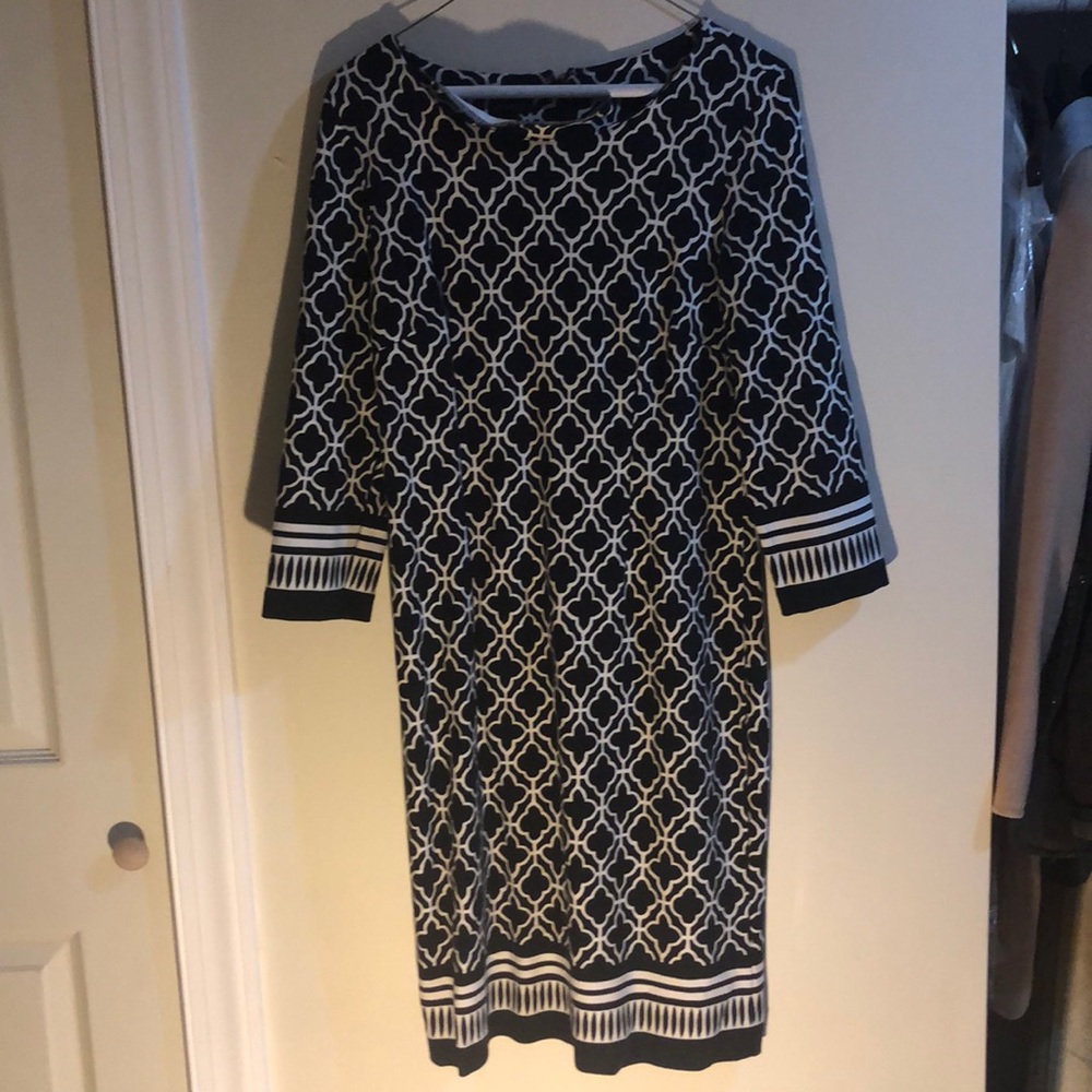 Talbots Navy and White Dress